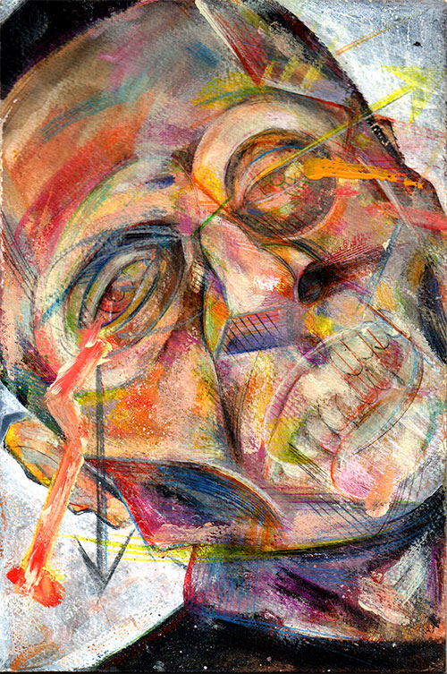 "July" Mix media on paper drawing  6x9 in