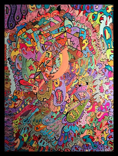 Analog Abstract Drawing on 12x16 panel by DSC