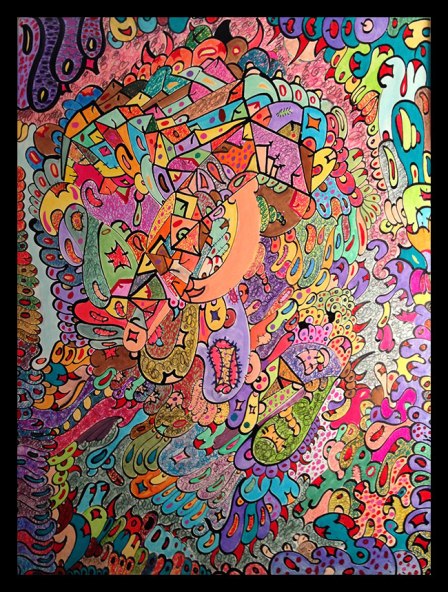 Analog Abstract Drawing on 12x16 panel by DSC